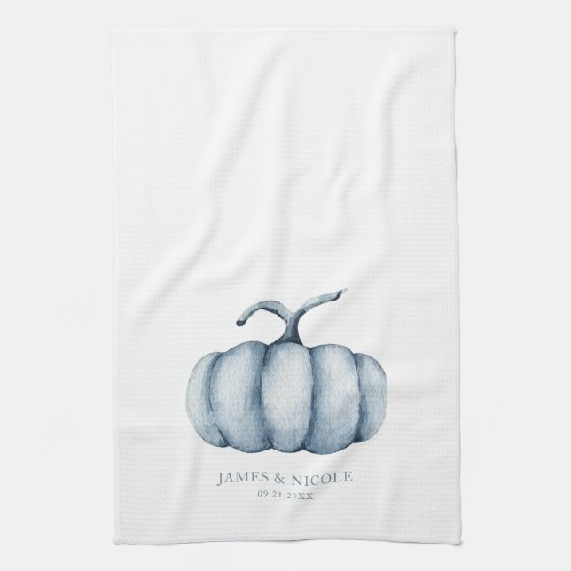 Thanksgiving Personalized pumpkin watercolor Kitchen Towel (Vertical)
