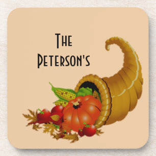 Thanksgiving Personalized Square Coasters