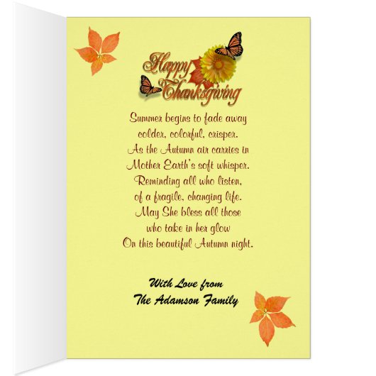 Thanksgiving photo card with pumpkins (Inside (Right))