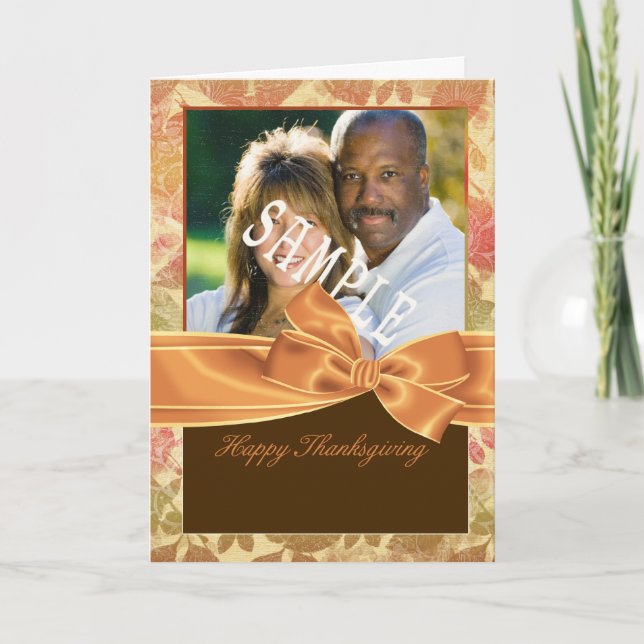 Thanksgiving photo greeting card with fall colors (Front)