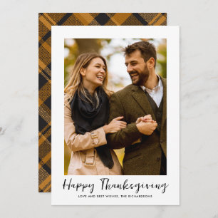 Thanksgiving Photo Plaid Holiday Card