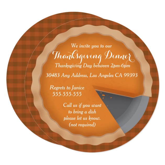 Thanksgiving Pie Dinner Party Invitations