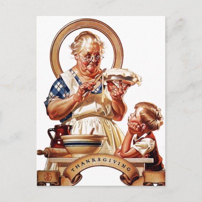 Thanksgiving Pie Making Holiday Postcard (Front)
