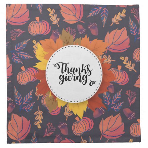 Thanksgiving Pie Pumpkin Turkey Cloth Napkin