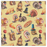 Thanksgiving Pie Turkey Animals Pumpkin Pattern Fabric
