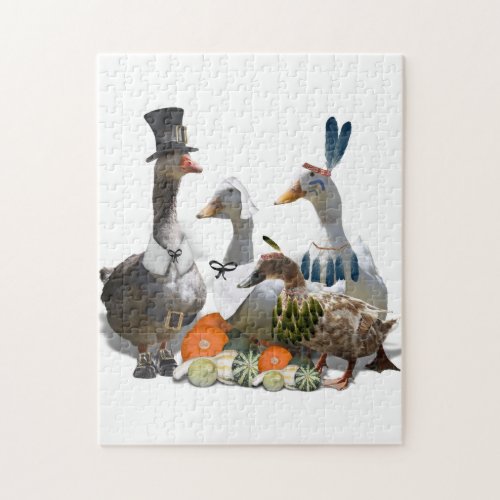 Thanksgiving Pilgrim and Indian Ducks Jigsaw Puzzle