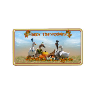 Thanksgiving Pilgrim and Indian Ducks Label