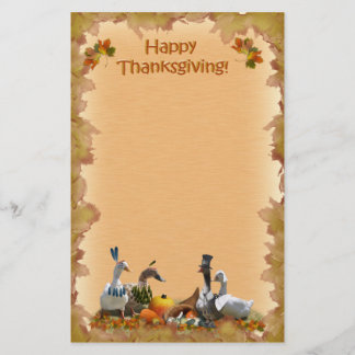 Thanksgiving Pilgrim and Indian Ducks Stationery