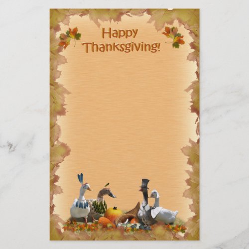 Thanksgiving Pilgrim and Indian Ducks Stationery