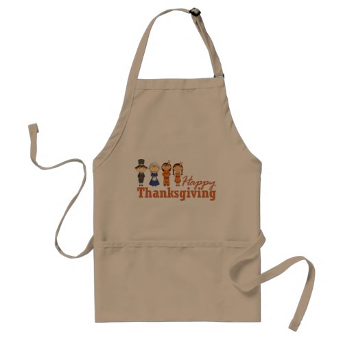 Thanksgiving Pilgrim and Native American Adult Apron