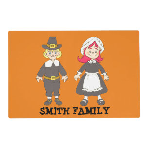 Thanksgiving Pilgrim Boy And Girl Placemat