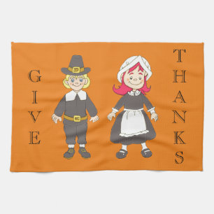 Thanksgiving Pilgrim Boy And Girl Towel
