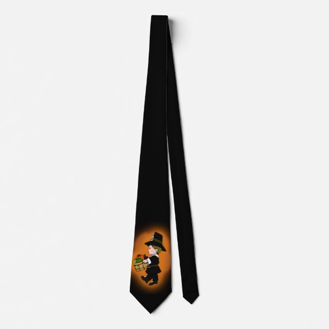 Thanksgiving Pilgrim Boy Dark Neck Tie (Front)