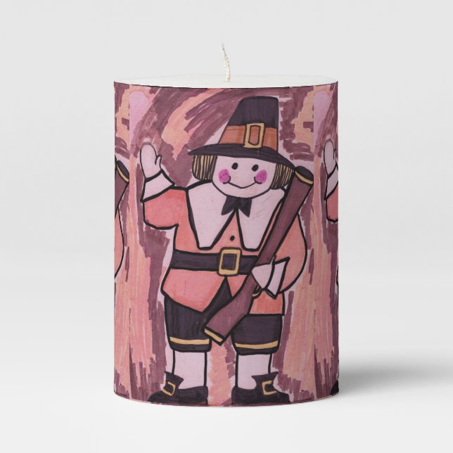 THANKSGIVING PILGRIM  candle (Front)