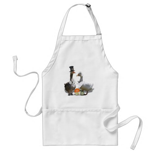 Thanksgiving Pilgrim Duck Couple Adult Apron