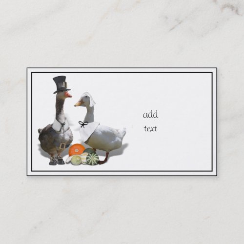 Thanksgiving Pilgrim Ducks Business Card