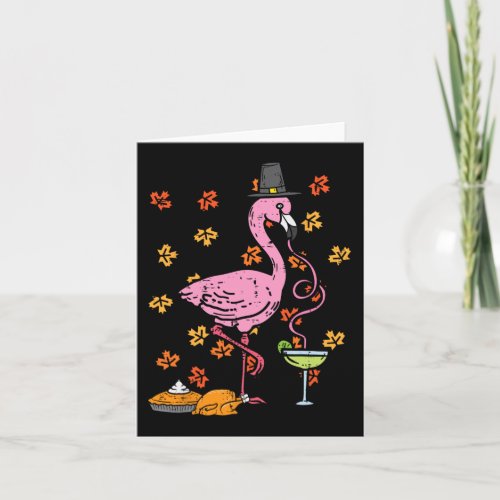 Thanksgiving Pilgrim Flamingo Fall Autumn Men Wome Card