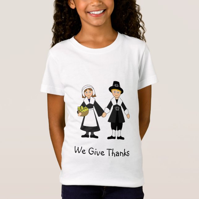 Thanksgiving Pilgrim Girl and Boy T-Shirt (Front)