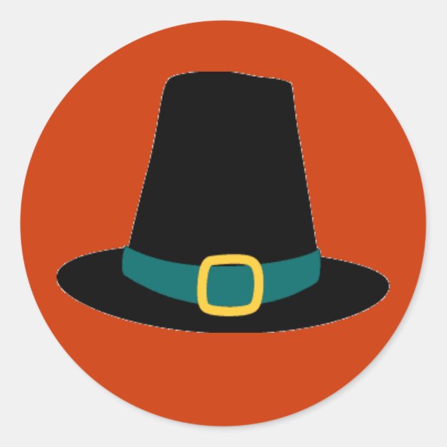 Thanksgiving Pilgrim Hat Classic Round Sticker