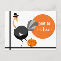 Thanksgiving Pilgrim Ostrich Save the Date Announcement Postcard