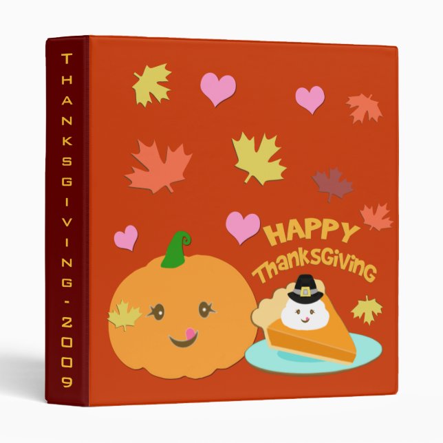 Thanksgiving Pilgrim Pumpkin Pie Binder (Front/Spine)