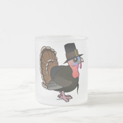 Thanksgiving Pilgrim Turkey Frosted Glass Mug