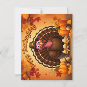 Thanksgiving Pilgrim Turkey Greeting Card