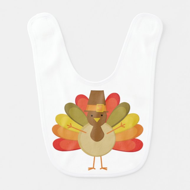 Thanksgiving Pilgrim Turkey Infant Baby Bib (Front)