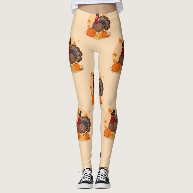 thanksgiving pilgrim turkey leggings (Front)