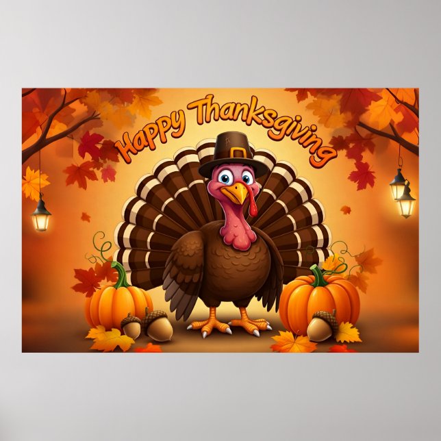 Thanksgiving Pilgrim Turkey Poster (Front)