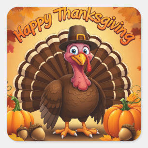 Thanksgiving Pilgrim Turkey Stickers