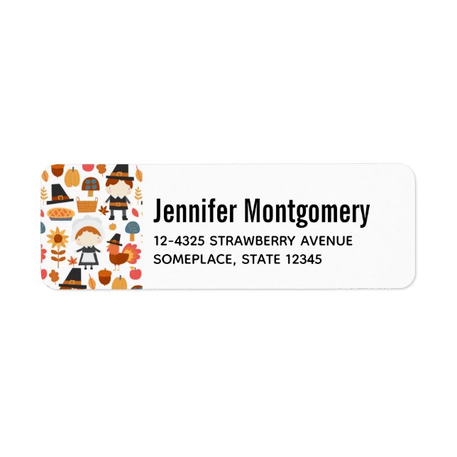 Thanksgiving Pilgrims Harvest Pattern Label (Front)