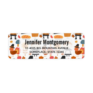 Thanksgiving Pilgrims Harvest Pattern Label