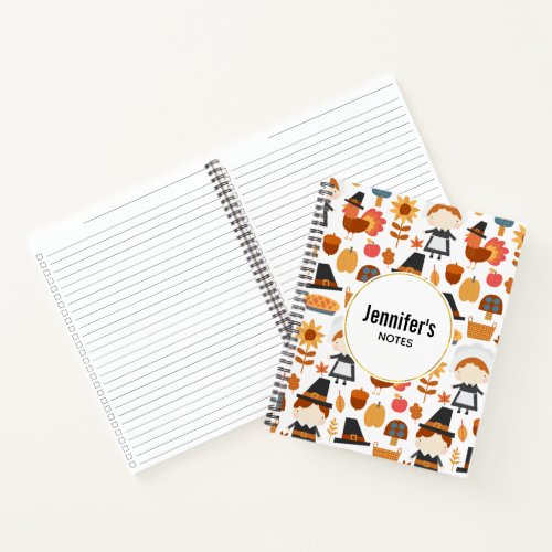 Thanksgiving Pilgrims Harvest Pattern Notebook