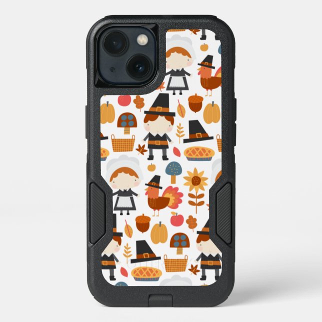 Thanksgiving Pilgrims Harvest Pattern Otterbox iPhone Case (Back)