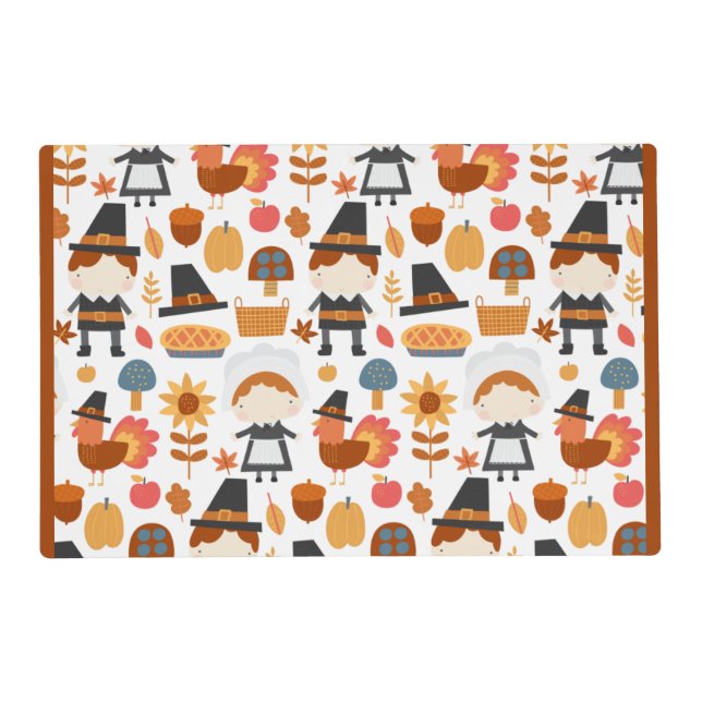 Thanksgiving Pilgrims Harvest Pattern Placemat (Front)