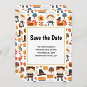  Thanksgiving Pilgrims Harvest Pattern Save The Date (Front/Back)