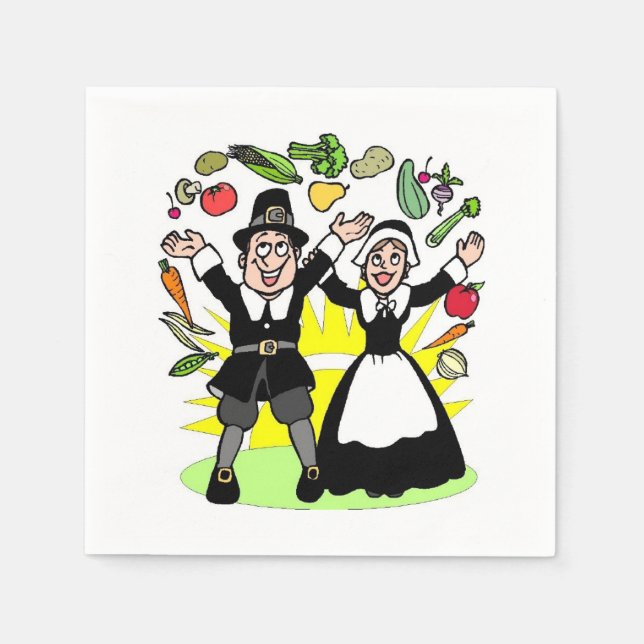 Thanksgiving Pilgrims Napkins (Front)