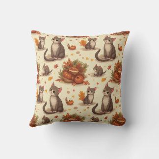 Thanksgiving pillow cushion with cats