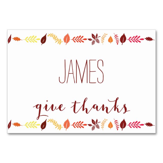 Thanksgiving Place Cards Fall Leaves (Front)