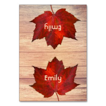 Thanksgiving Place Cards Red Leaf by fallcolors at Zazzle