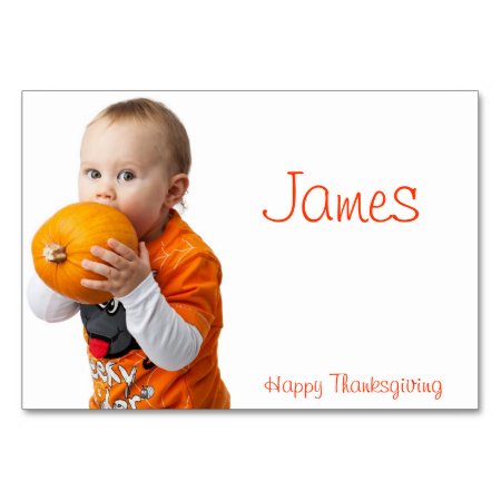 Thanksgiving Place Cards With Baby And Pumpkin