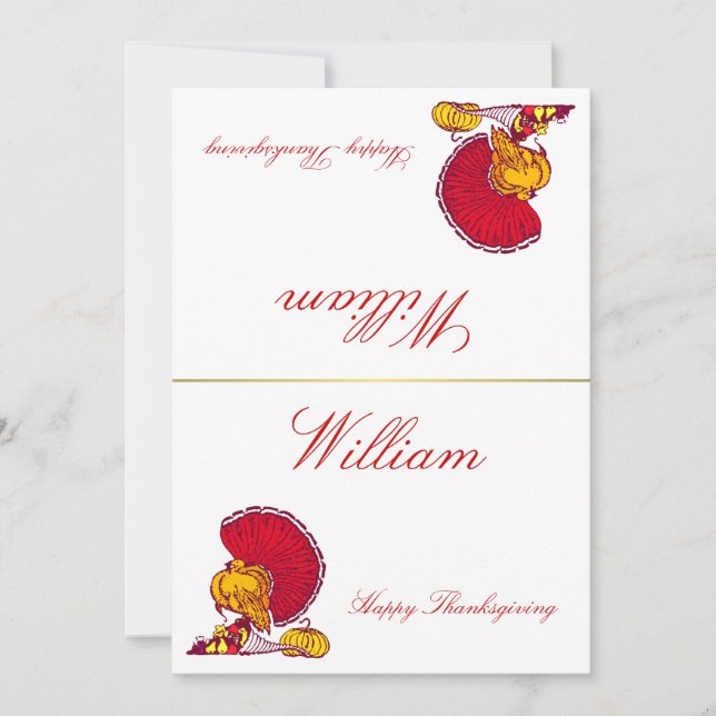 Thanksgiving Place Cards With Turkey (Front)