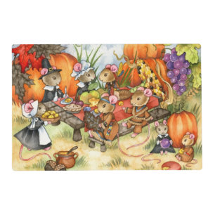 Thanksgiving Placemat - Cute Mice for Kids