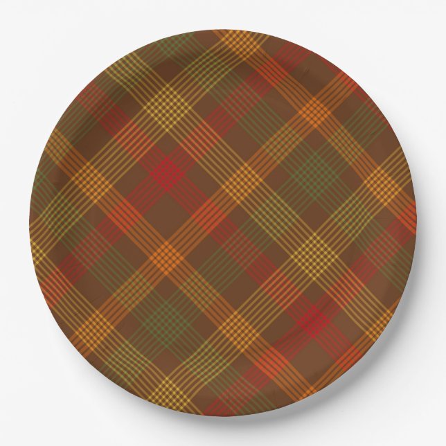Thanksgiving Plaid Pattern | Holidays Paper Plates (Front)