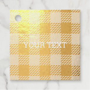Thanksgiving Plaid Pattern In Black And Orange  Foil Favor Tags