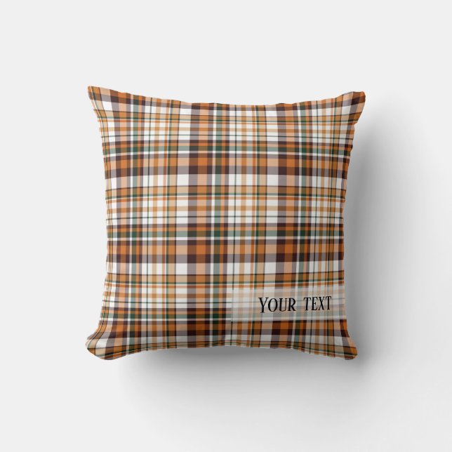 Thanksgiving plaid tartan pattern throw pillow (Front)