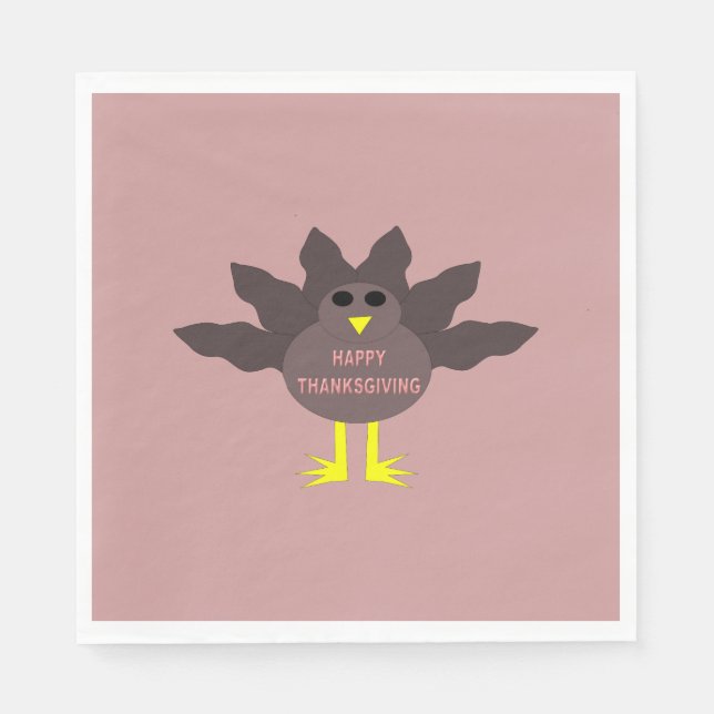 Thanksgiving Plucked Turkey Cocktail Napkins (Front)