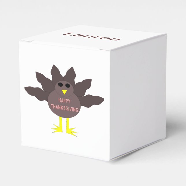 Thanksgiving Plucked Turkey Custom Favor Box (Front Side)