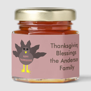 Thanksgiving Plucked Turkey Custom Honey Jar Favors